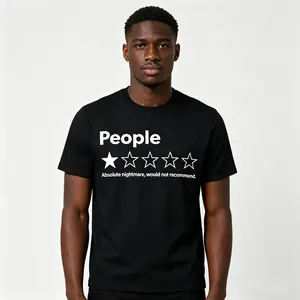 Funny Review People One Star.Unisex-Adults T-Shirt - Black,  Short Sleeve  Absolute  Would , Suitable for Mens & Womens Outdoor T-Shirt,