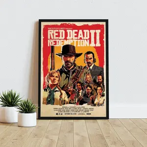 Arthur Morgan Poster Wall Art, John Marston Dutch Micah Poster, Game Posters, Wild West Cowboy Game Print Wrapped Framed Art