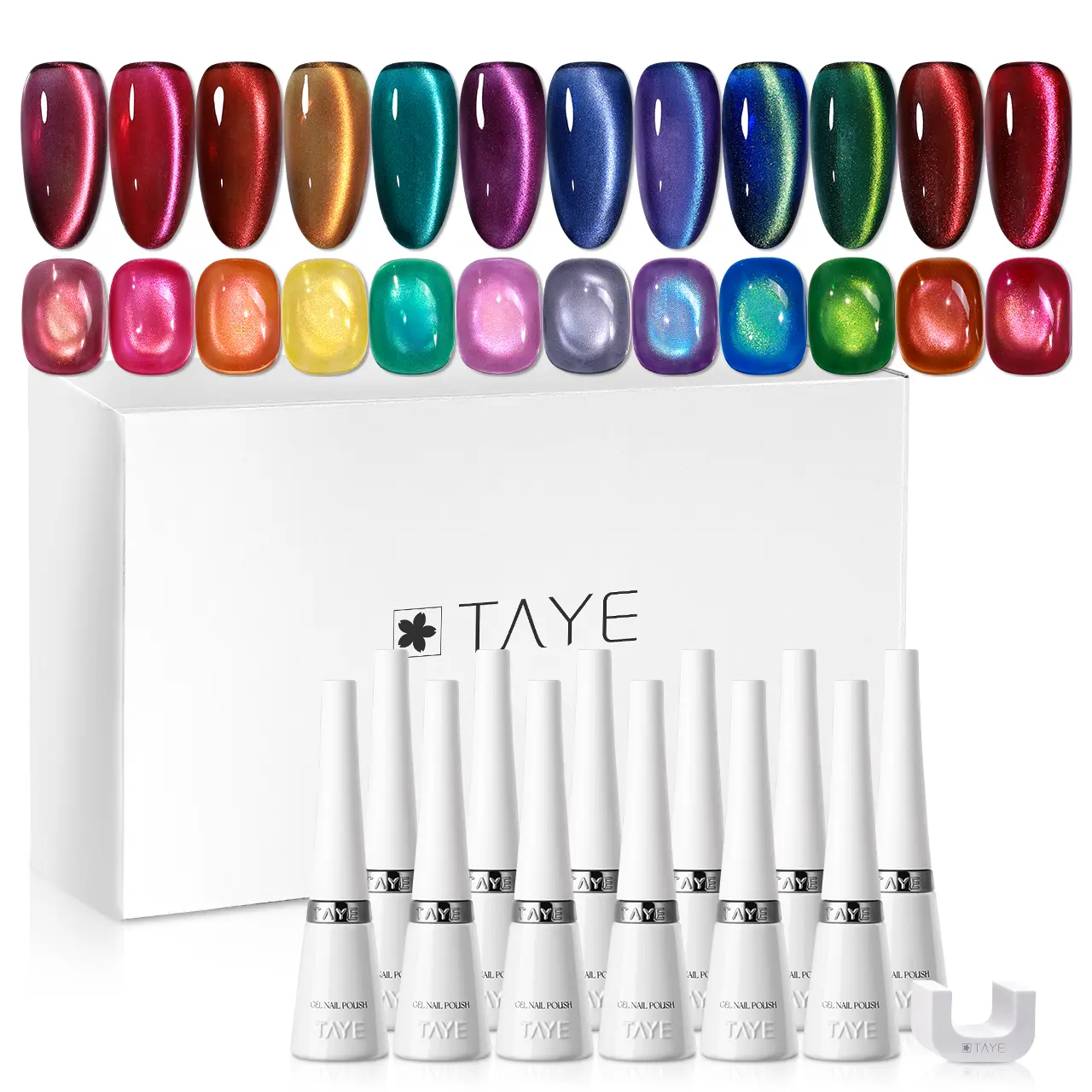 TAYE 12-Piece Cat Eye Gel Nail Polish Set with Magnet, Long-Lasting Holographic Finish for Gel Nails & Manicure at Home, Beauty Products, Gel Nails At Home, Nail Hacks