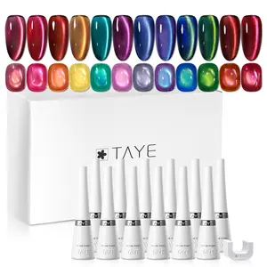 TAYE 12 Pcs Cat Eye Gel Polish Collection Nail Art with Free One Step Magnetic UV Gel Polish Holographic Nail Polish Set Perfect Gift for Women Manicure Mothersdaygift