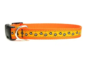 Halloween Dog Collar: Spiders on Orange, Adjustable Size, Festive Pet Accessory - Halloween Dog Costume - Trick or Treat Dog