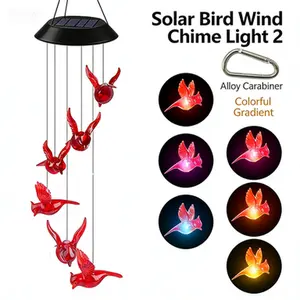 Solar-powered wind chime lights, hummingbird pendant lights, color-changing LED outdoor lighting, decorative landscape lights, solar garden lights, outdoor lanterns, and hanging lights for courtyards, gardens, terraces, and porches. hearts2hearts