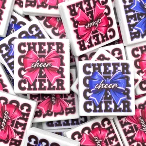 CHEER Printed Silicone Focal Beads - ECB Custom Beading & Crafting Cheerleader Gift Ideas