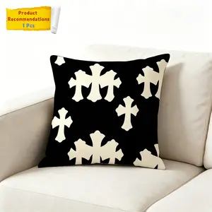 Gothic Cross Print Pillow Cover 18x18 | Soft Short Plush for Dark Aesthetic Homes. (without pillow core) #Gothic Decor #Cross Pillow #Short Plush Pillow #Room Decor TikTok #18x18 Pillow Cover