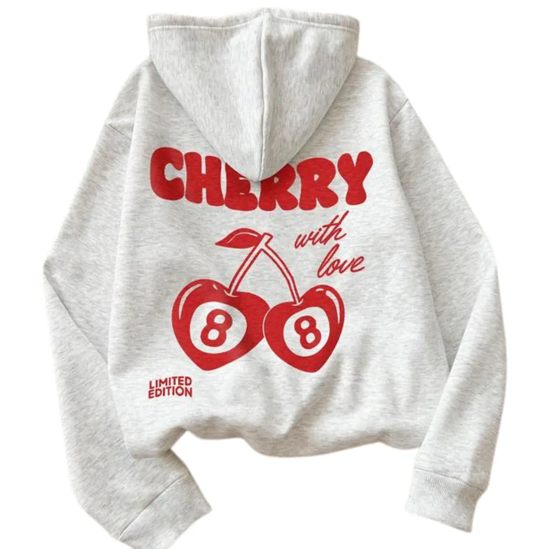 Cherry With Love Hoodie Sweatshirt T-shirt, Women's Cherry