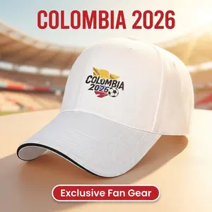 (G7)Colombia 2026 Soccer Fan Baseball Cap White Black Piping Brim Hat