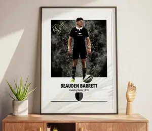 [Unframe] Beauden Barrett Rugby Poster, New Zealand Rugby Wall Art, Athlete Sports Decor, Gift for Rugby Fans