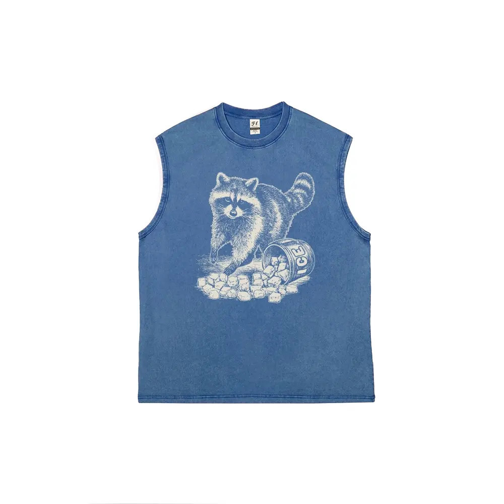 Anti Ice Raccoon Anti ICE Raccoon Men's vintage washed pure cotton vest - TikTok Shop