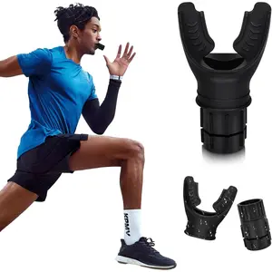 Breathing Trainer with Adjustable Resistance Portable Respiratory Trainer with High-Grade Silicone Compact Lung Exercise Device Easy to Clean (Black)
