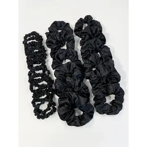 Women's Casual Minimalist Satin Hair Scrunchies 24pcs/set Medium Stretch Non-Damaging Elastic Soft Ponytail Holders Chic All-match Hair Accessories for Hairstyle Decor