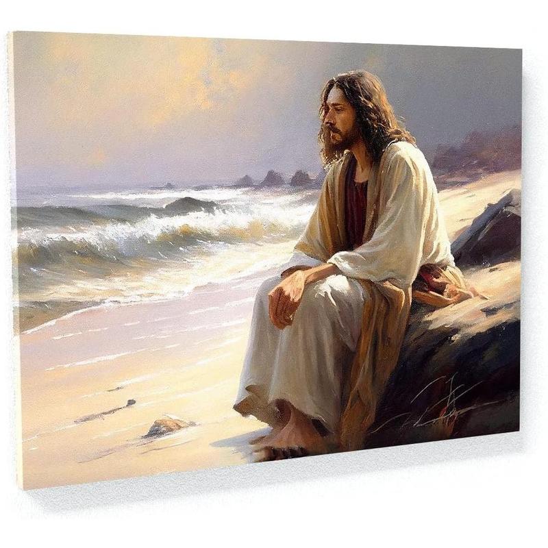 1 Count Sense Canvas Jesus 1 Canvas Art - Home Decor Wall Art Print Poster Painting Large 16x12inch Frameless