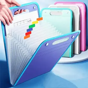 A4 File Folder with Handle, 1 Count Portable Large Capacity File Folder, File Storage Bag, Pastel Color File Organizer for Home Office School