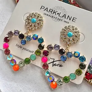 Park Lane Jewelry Jazzy Rainbow Heart Earrings with Multicolored Gemstones and Elegant Design