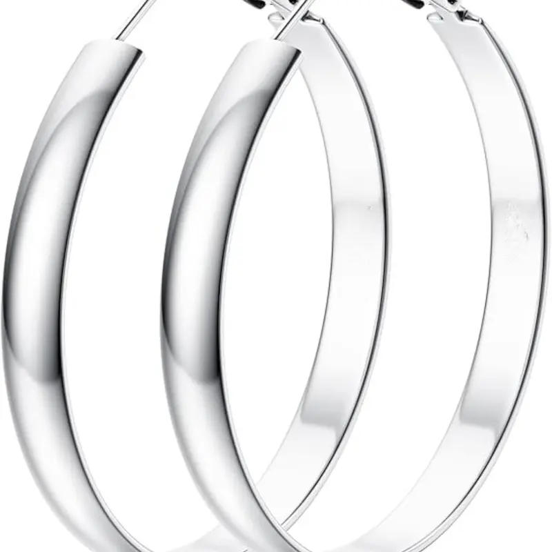 Hoop Earrings for Women Girls – 14K Gold Filled, Hypoallergenic Lightweight Thin Large Hoops – 5mm Wide, 30/40/50/60MM Round Hoop Earrings