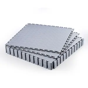 VEVOR Garage Floor Tiles Interlocking, 16 Pack 20.2 x 20.2 x 0.2 in Interlocking Modular Garage Flooring Tiles, Diamond Plate Slip-Resistant PVC Mats for Workshop,Warehouse,Tool Room, Light Gray