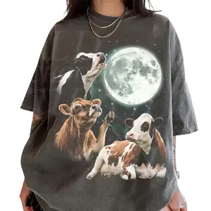 Cow Howling at Moon Vintage 90s Graphic Comfort Colors, Retro Farm Animal Country Western Shirt, Crew Neck, Menswear Top, Womenswear Top Underwear Streetwear