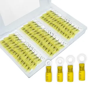 120 count Heat Shrink Wire Connectors, 10 12 AWG Ring Terminals, 10 12 Gauge Automotive Marine Ring Connectors by