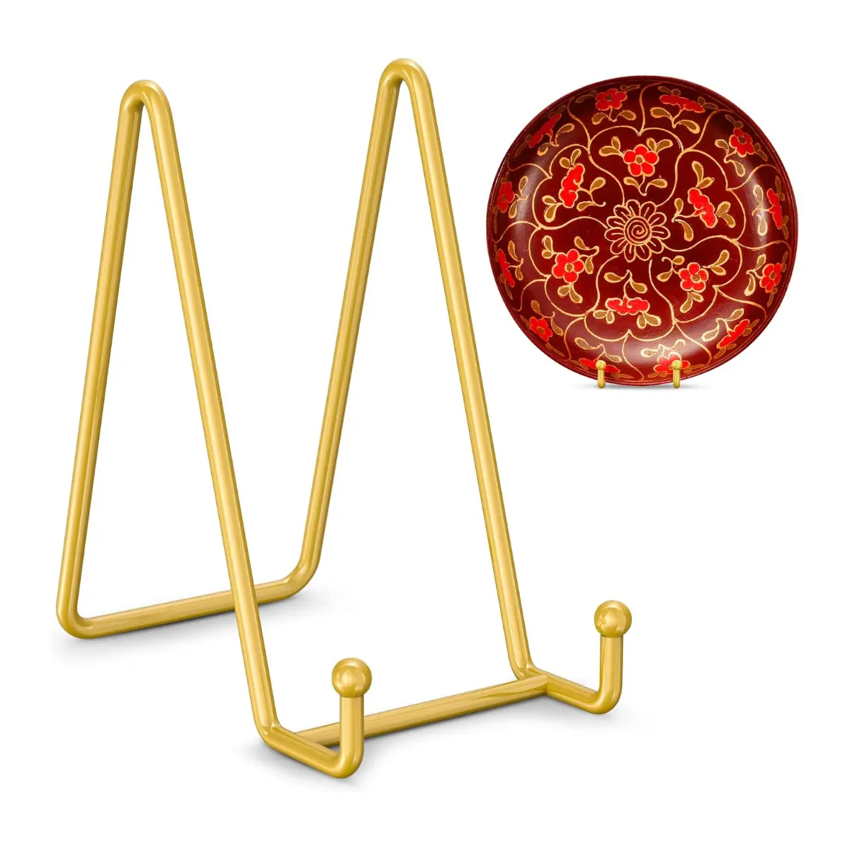 6 Inch Plate Stand for Display, Gold Metal Easel Holder for Plates & Pictures, 2 Pack