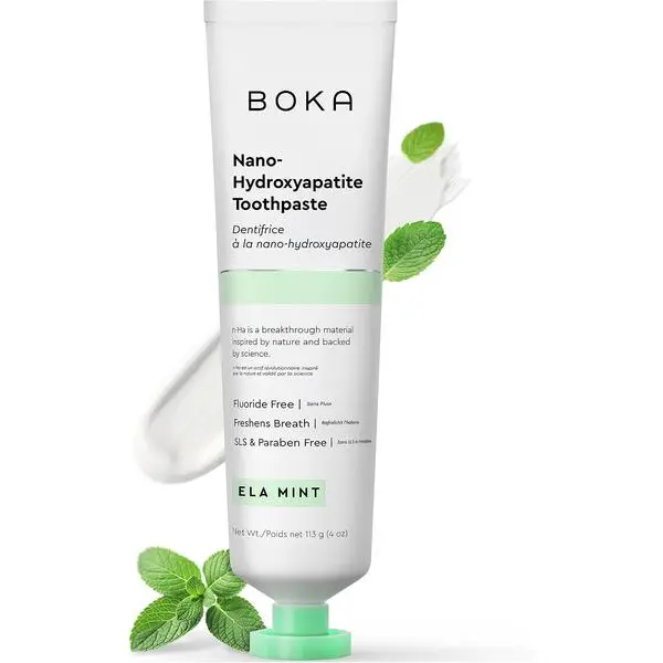Boka Toothpaste - Fluoride Free Toothpaste, Nano Hydroxyapatite Toothpaste | Appropriate for Sensitive Teeth - Adult Oral Care - Ela Mint - 4 Oz, 1PK