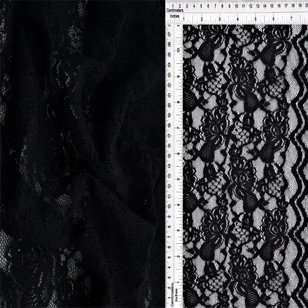 Stretch Floral Double Border Lace Fabric by the Yd