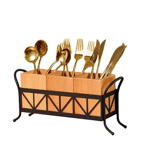 Countertop Utensil Holder with Adjustable 6 Compartments, Flatware Organizer for Spoons Forks Knives & Spatulas, Non-Slip Kitchen Counter Storage Caddy with Dry Mat