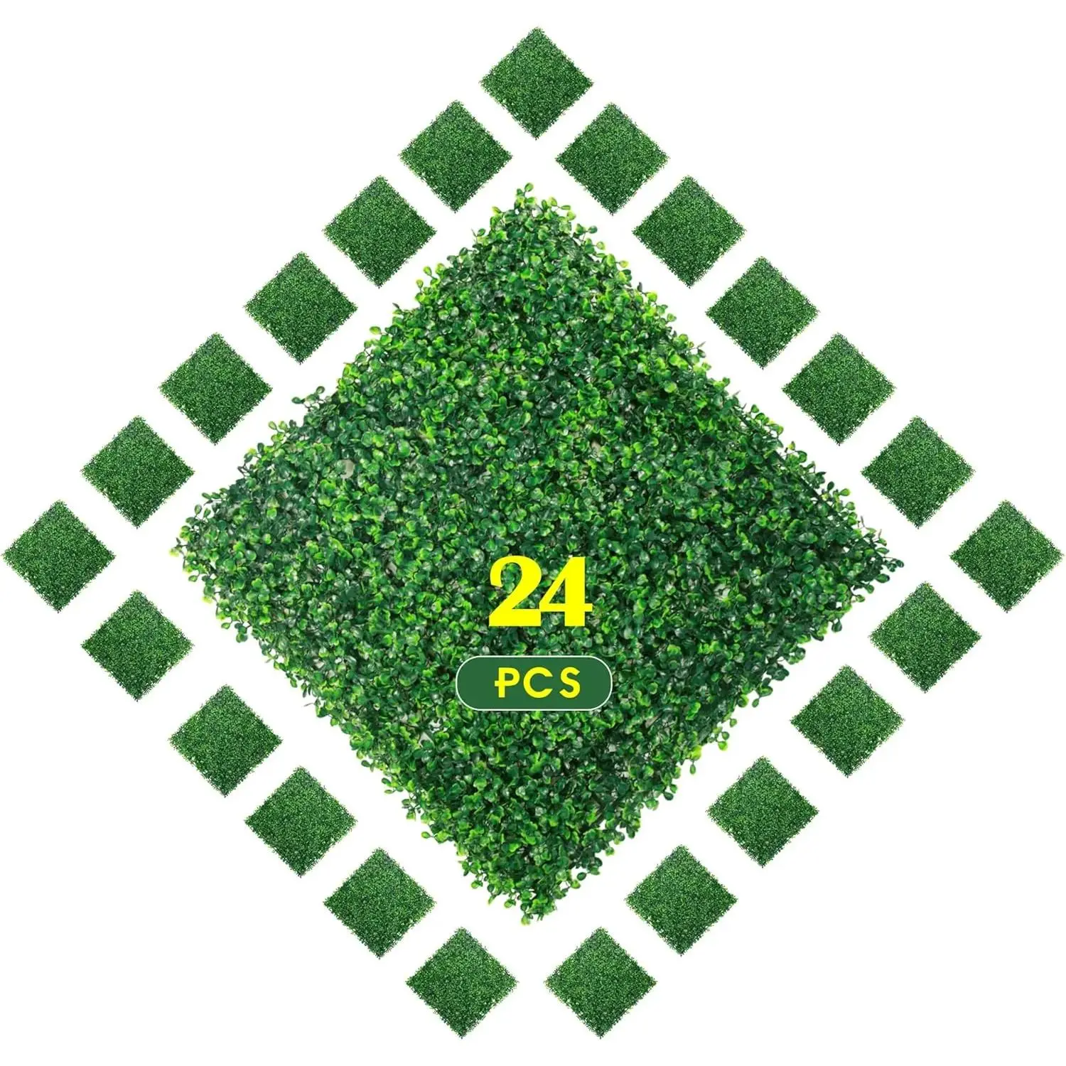 24 PCS 10"x10" Artificial Boxwood Panels Topiary Hedge Plant, Privacy Hedge Screen UV Protected Suitable for Outdoor, Indoor, Garden, Fence, Backyard andécor (24, 10"x10") Patio