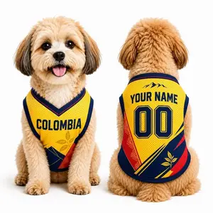 Colombia Pet Soccer Jersey, Personalized Name Number Mesh Jersey, Team Dog Cat Shirt, Game Day Outfit for Dogs, Football Cat Clothes
