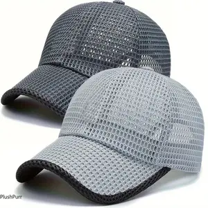 2pcs Men's Summer Outdoor Leisure Sunscreen Fishing Hat Breathable Mesh Baseball Hat Duck Tongue Hat