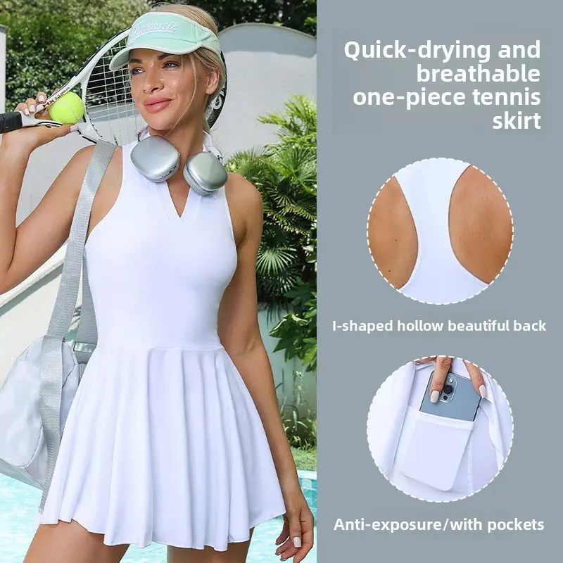 Tennis Skirt Set for Women with Chest Pads, Tennis Outfit, Outdoor Badminton Wear, Yoga Sports Short Skirt, 2025 Summer New Style
