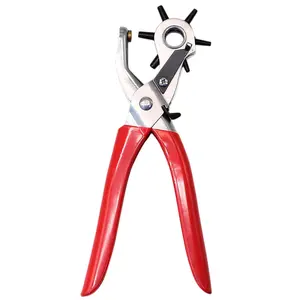 Leather Hole Punch,9" Belt Hole Puncher for Leather Heavy Duty, 6 Size Revolving Leather Belt Hand Hole Puncher (6 Size Revolving Leather Hole Puncher)