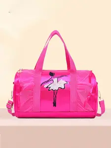 Ballet style embroidered dance bag, rose red large capacity hand-held crossbody training bag,splicing fashionable training handbag, dance training special bag, multi-functional hand-held crossbody dance training storage bag
