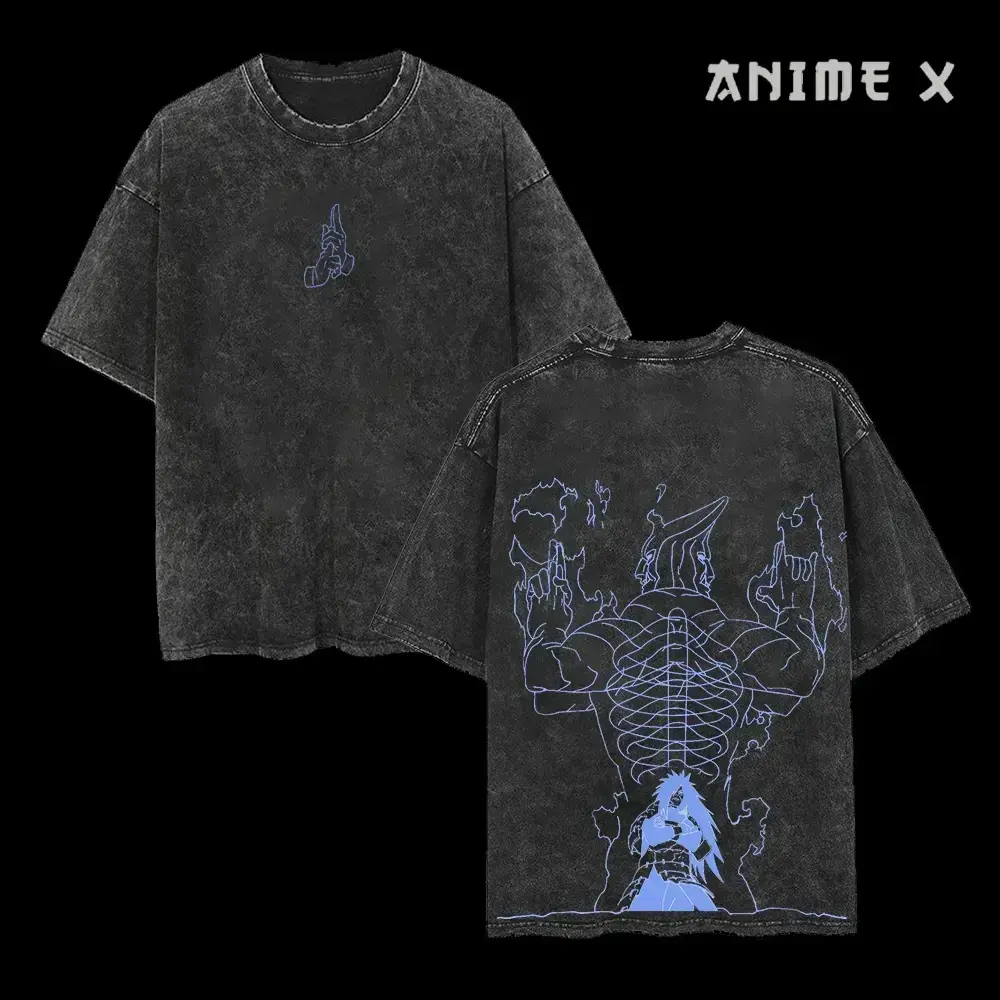 Retro Heavy Limited Uchiha Madara Susanoo Naruto Anime Double Printed Vintage Oversized Washed Tee Unisex Oversize Anime Manga Washed Heavyweight Cotton T-shirt, Gift For Anime Fan, Anime Lover
