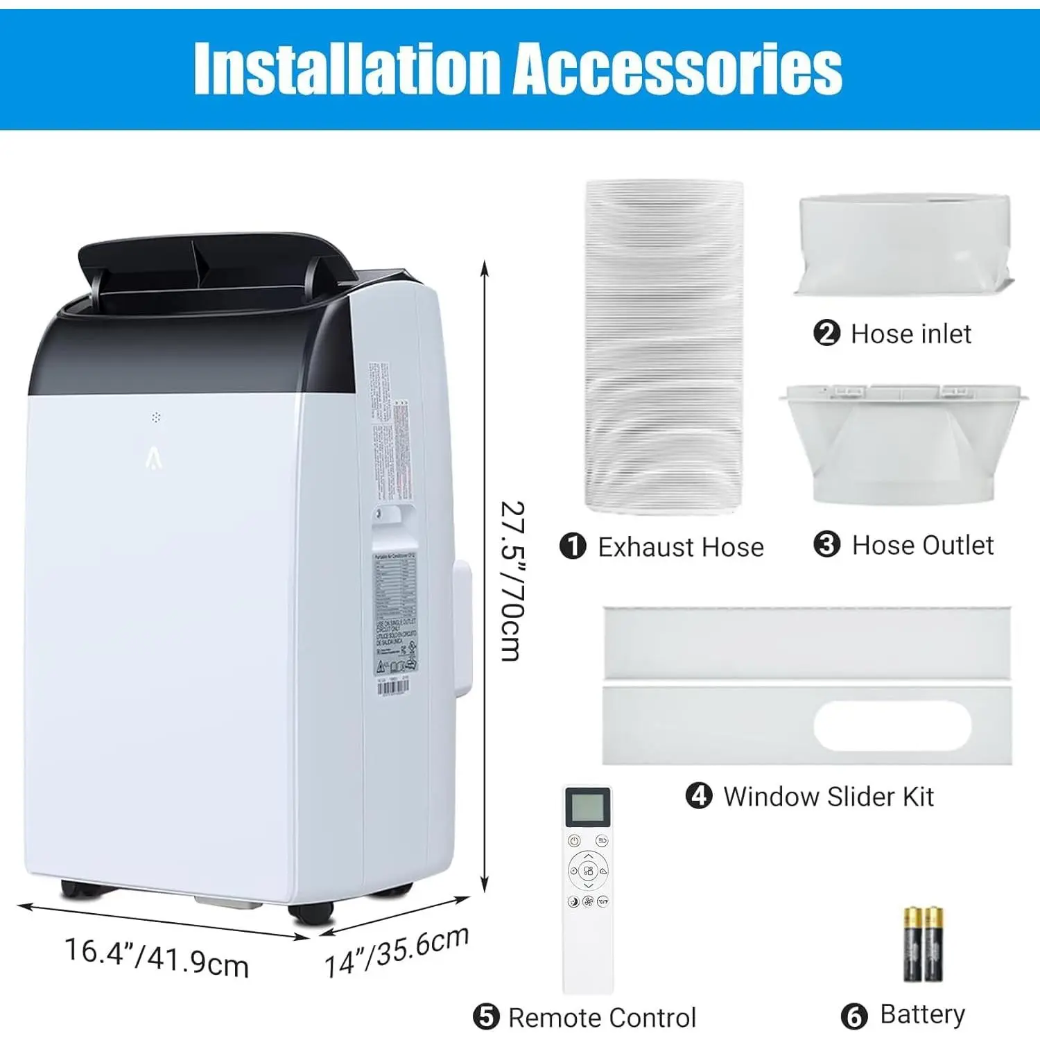3-in-1 Portable Air Conditioner with Remote Control, Auto Evaporation System, Quiet Cooling, Dehumidifier Function, LED Display, Timer, Caster Wheels for Living Rooms, Bedrooms Indoor Use, Cool/Dehumidify/Fan