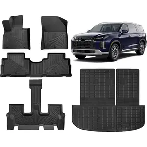 Canvcle Floor Mats for 7 Seater Hyundai Palisade 2020-2025 All Weather Trunk Mat with Back Seat Protector TPE Liner High Edges Non-Slip Durable & Built to Last