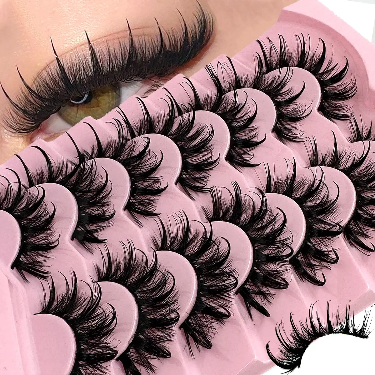 7 Pairs Cat Eye False Eyelashes, Cosmetic False Lashes, Artificial Lashes, Short Soft 3D Imitation Mink Lashes, Natural Makeup Gifts for Women & Girls, Ultra-Light Long-Lasting Design