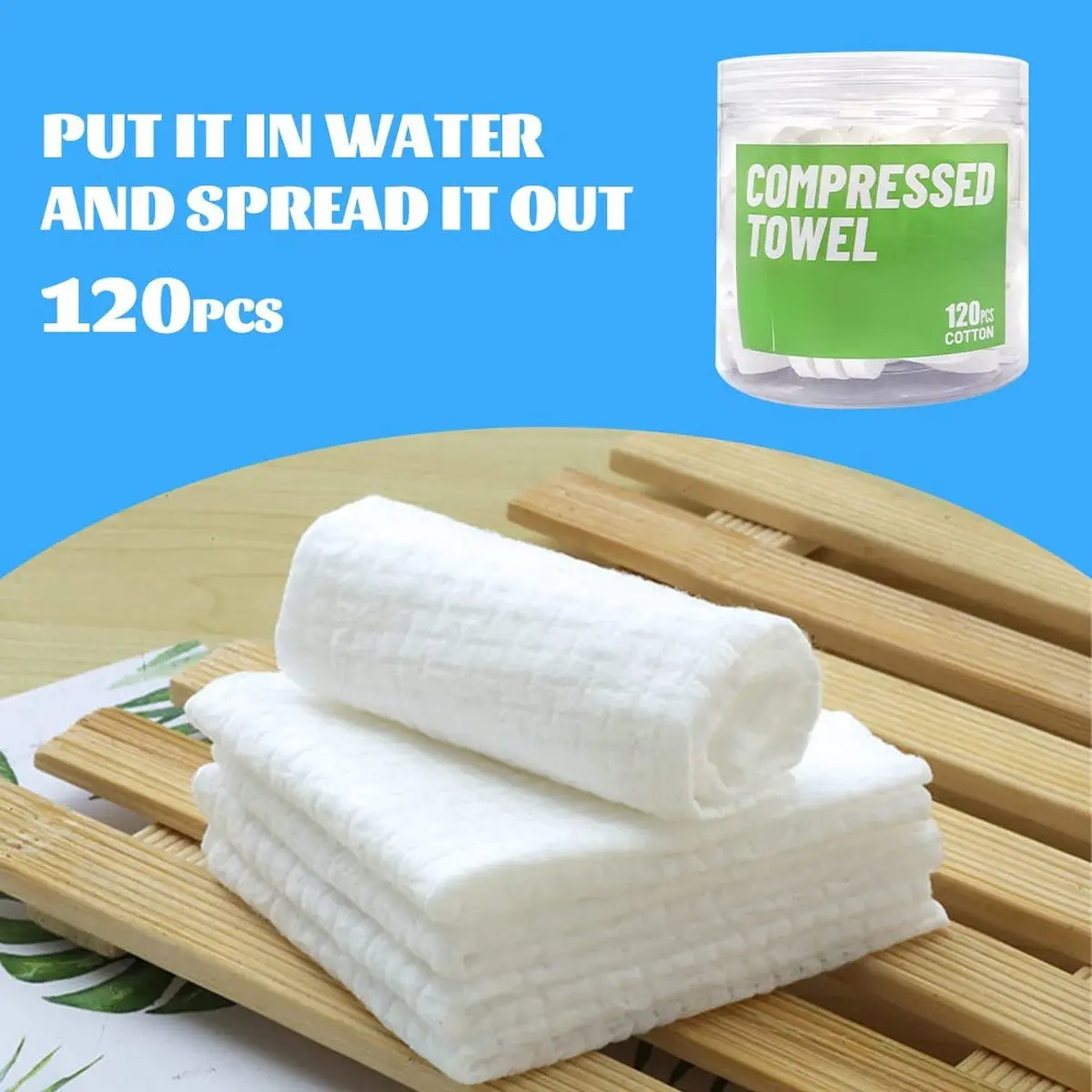 120 Pcs Mini Compressed Cotton Towels - Disposable, Portable Coin Tissues for Travel, Camping, Home Use (Face & Hand Wipes)