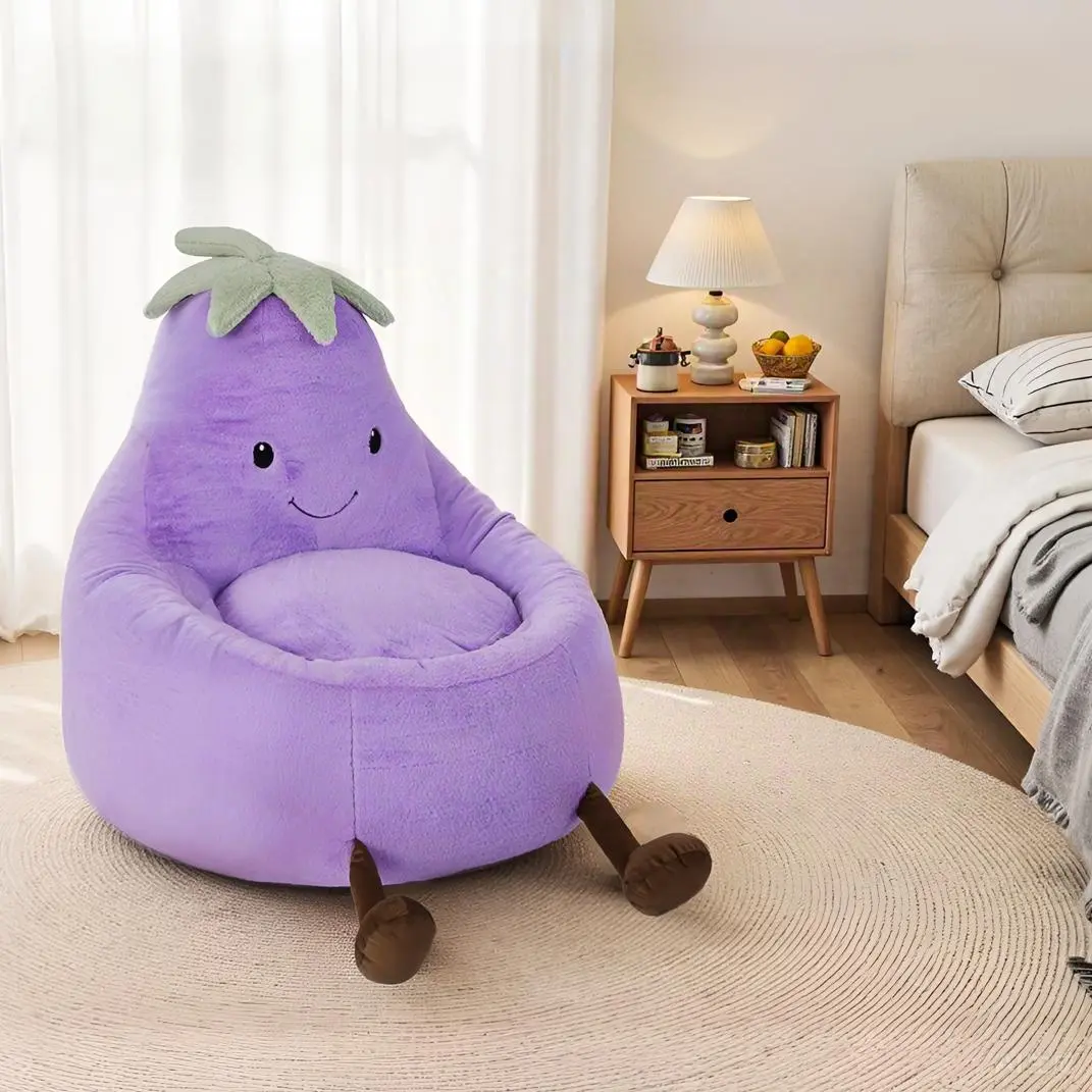 Eggplant Portable Lazy Sofa, Comfy Floor Chair for Living Room & Bedroom, Parent-Child Lounge Seating Eggplant Portable Lazy Sofa, Comfy Floor Chair for Living Room & Bedroom, Parent-Child Lounge Seating