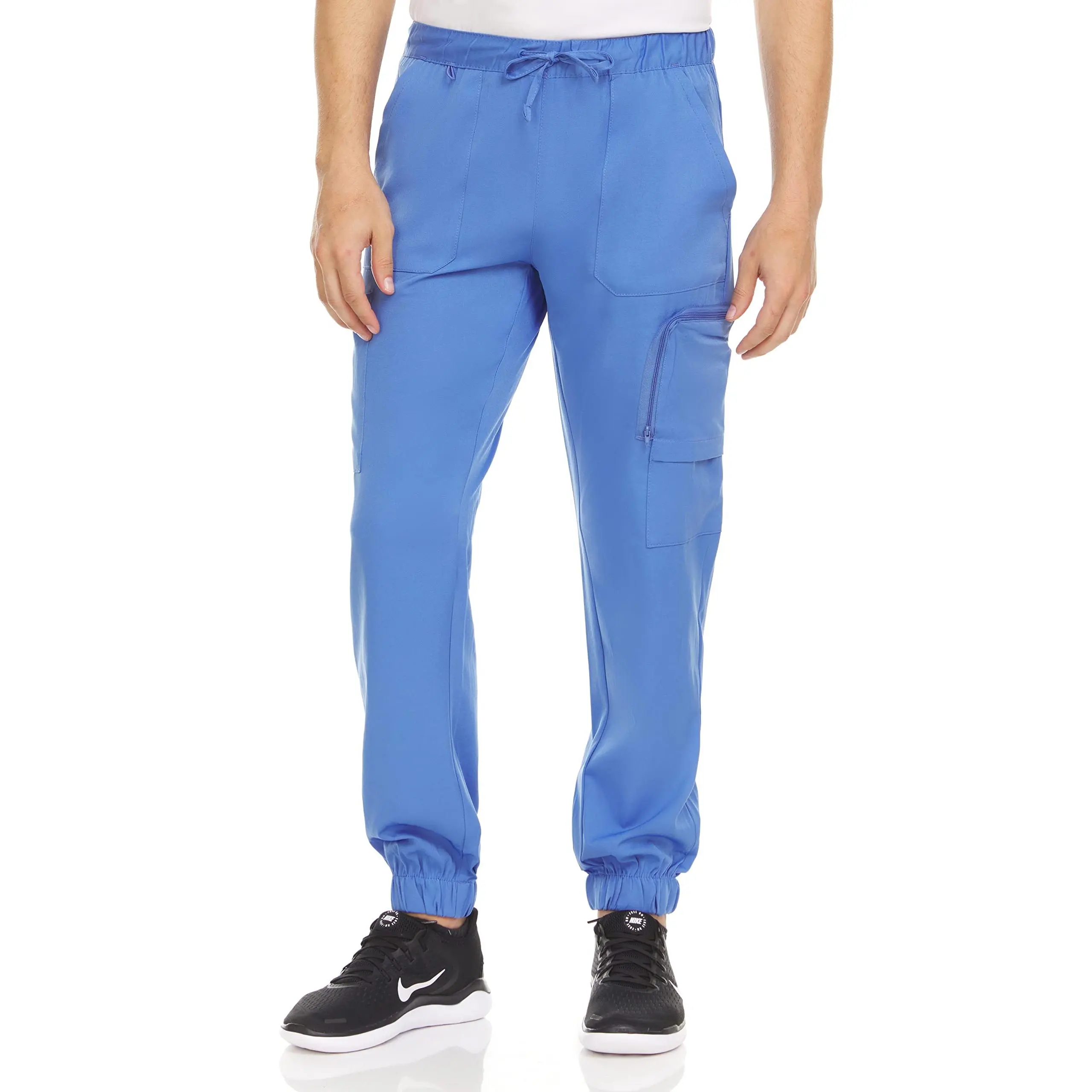 MediChic Jogger Scrub Pants for Men, 6 Pockets, Additional 4 in The Pouch Pocket, Elastic Ankle Cuffs, 4-Way Stretch