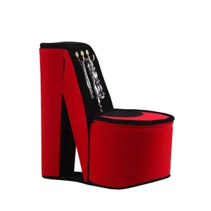 9" Tall Display Jewelry Box with Hooks, High Heel Shoe Design, Velvet
