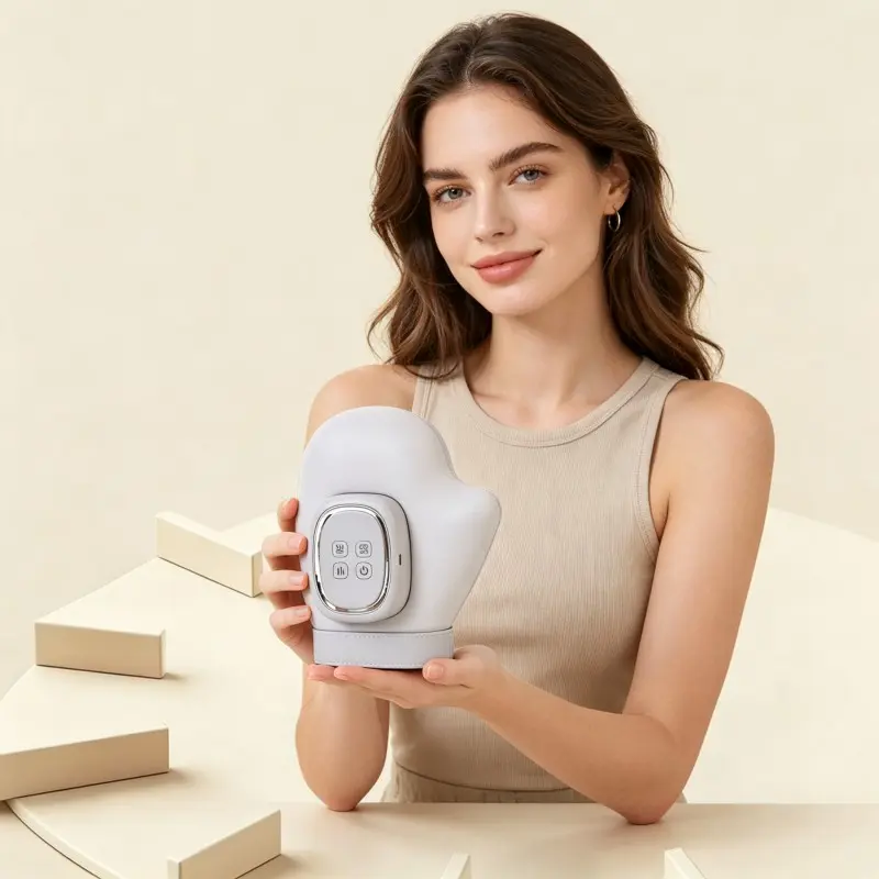 Intelligent heated pressure hand massager - 3D finger pressing and kneading, 6 modes - Relieves carpal tunnel syndrome, wrist pain of gamers - Rechargeable and portable - Designed for office workers, the elderly, and e-sports players