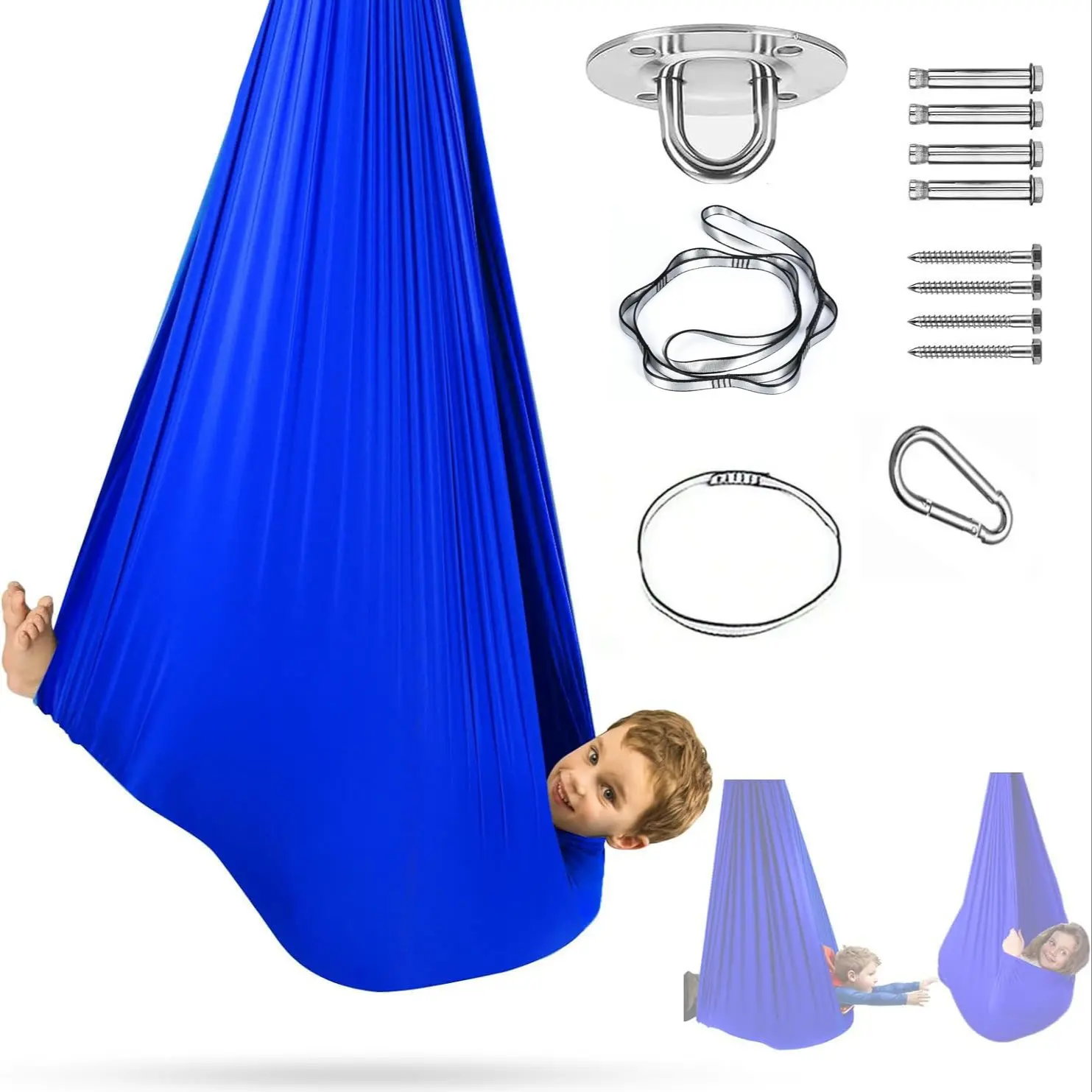 Unisex Single-Layer Polyester Hammock with Hanging Tools, 80kg Weight Capacity, Indoor Play Sensory Therapy Swing for Kids, Enhances Sensory Experiences (Sports & Outdoor Camping & Hiking), Hammocks, Sensory Engagement