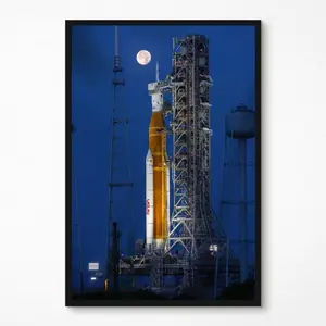 Artemis II NASA Poster - SLS Rocket Moon Launch Pad Print - Space Exploration Wall Art