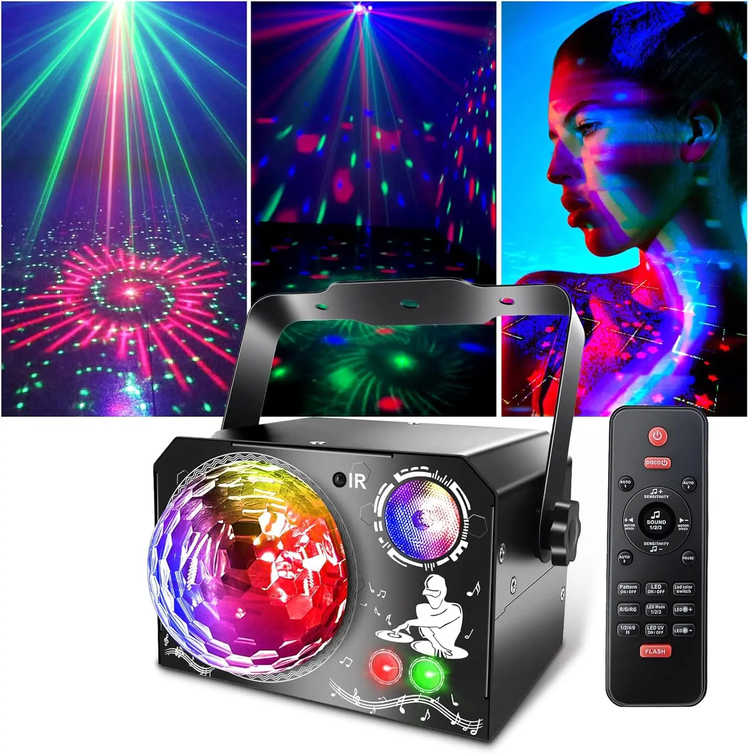 Party Lights Disco Light, Disco Ball Sound Activated Strobe & Dj Lighting with Remote Control - Stage Rave Lights for Parties, Birthday, Weddings, Bars, Clubs, Dance, Halloween & Christmas Decorations