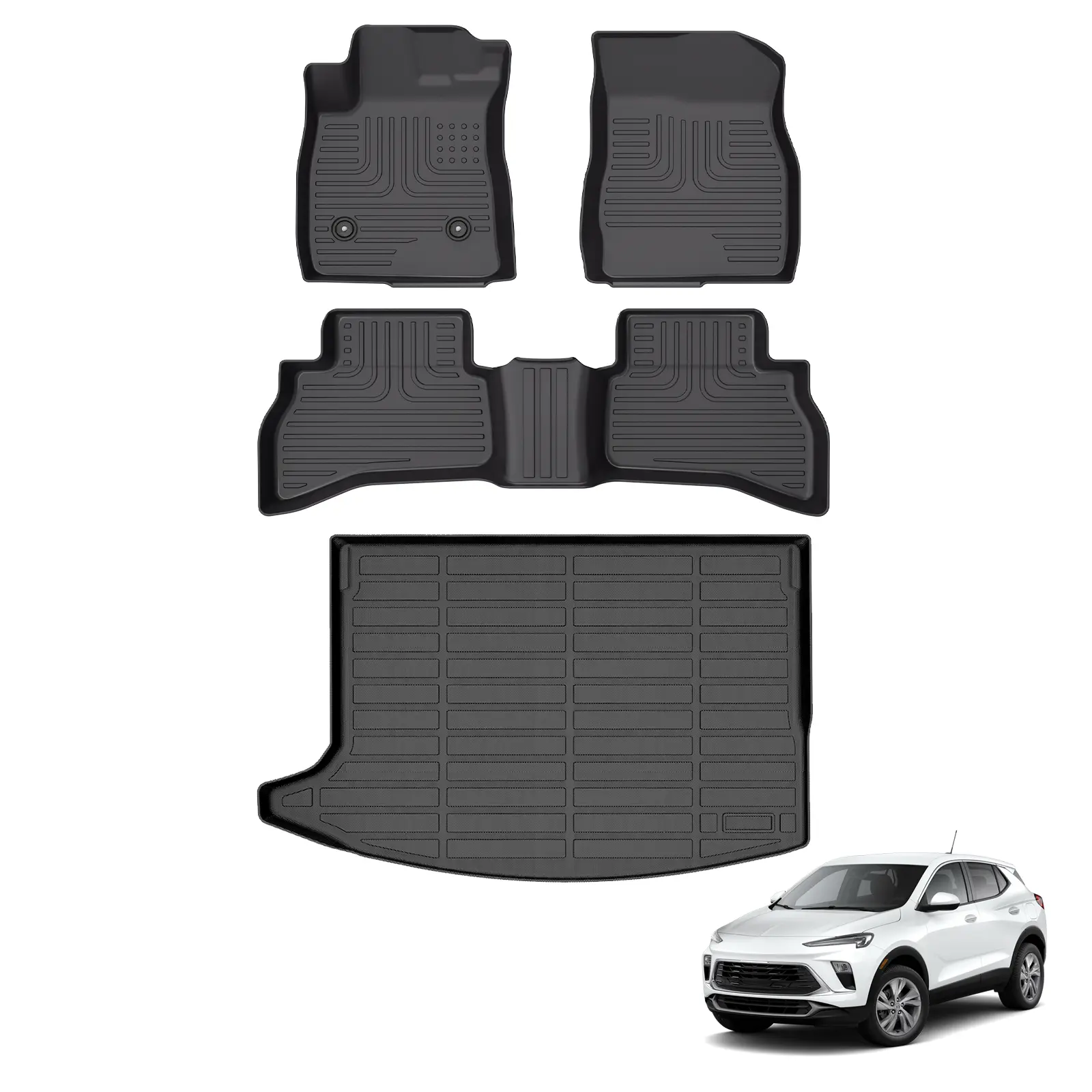 KELCSEECS Buick Encore GX AWD 2020-2026 Floor Mats & Cargo Liners, All Weather Protection TPE Duty Non-Slip Custom Automotive, Front & Rear Row & Trunk Mats, Accessories, Waterproof, Easy to Clean, Eco-friendly Material,,TPE carmats