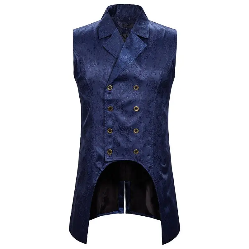 Men's Victorian Paisley Sleeveless Lapel Collar Button Closure Tailcoat Waistcoat Vest - Gothic, Vintage Punk Menswear Outdoor Wear Sports Clothing Set (Available in XXL)