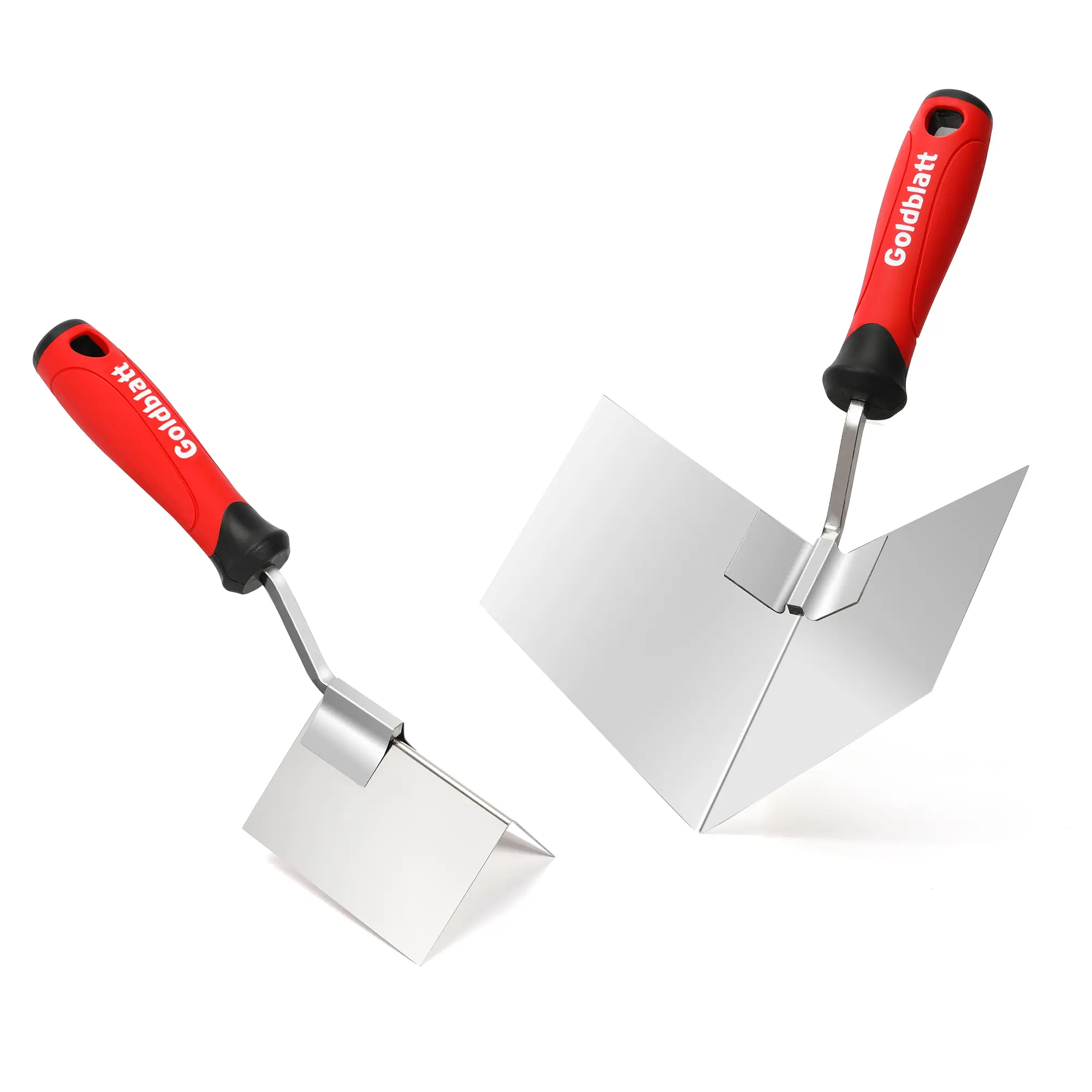 #fathersdaygift Goldblatt 2 Pack Drywall Corner Tool Set, 5'' Outside Corner Knife & 3-1/2'' Inside Corner Knife, with Soft Grip Handle - Stainless Steel Sheetrock External Corner Trowel & Internal Corner Trowel