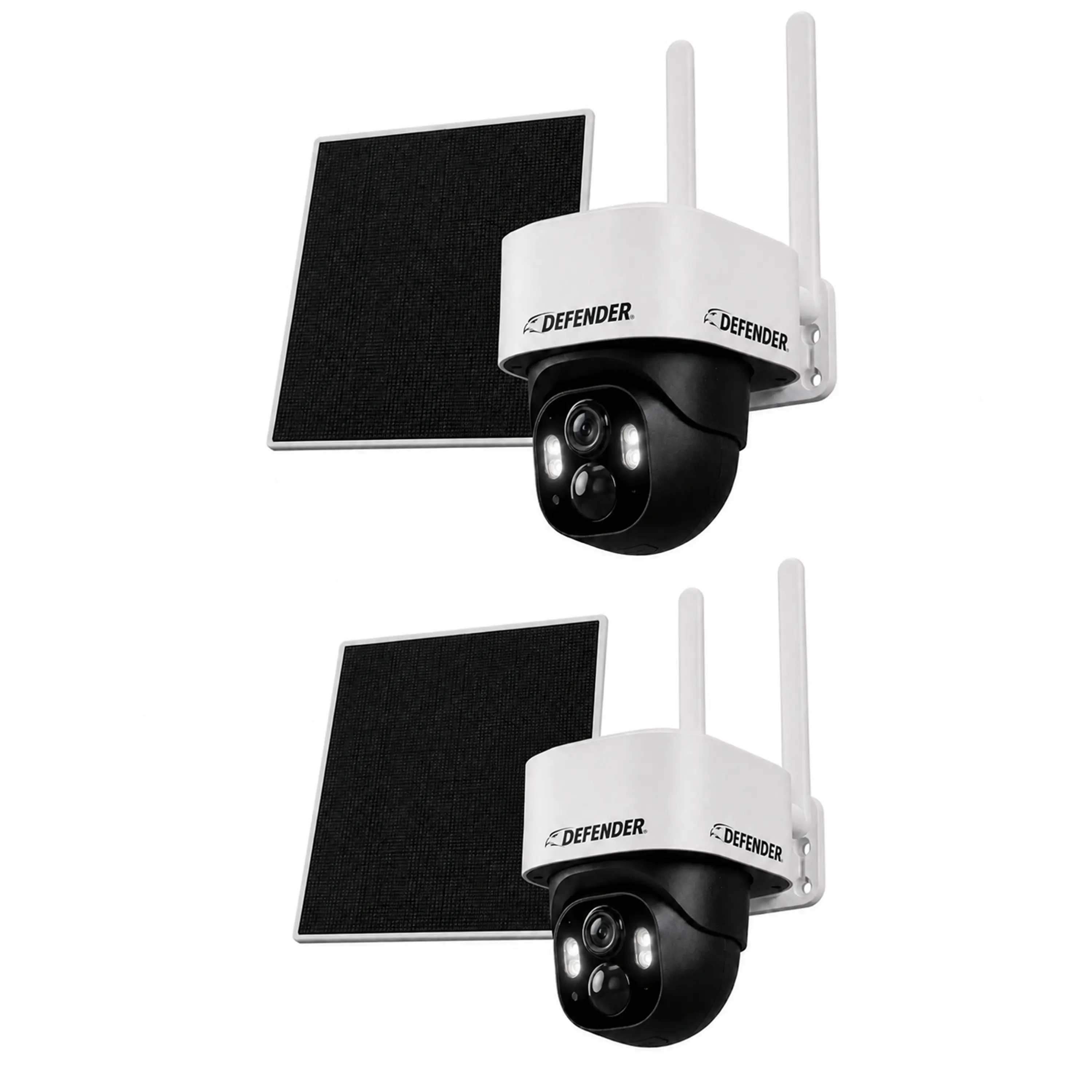 Defender AI 2K+ Frontier 4G LTE Wireless Cellular Security Camera, 360° PTZ, No WiFi, AI Tracking, Color Night Vision, 2-Way Talk, eSIM, 5W Solar Panel, Works with Empower App (Paid Data Plan Required) - 2 Pack