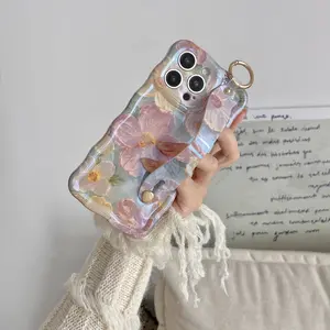 Wristband Protection Case for iPhone 17-11 Pro Max Plus, Women's Fashion Phone Cover with Floral Design, Perfect Gift for Girls