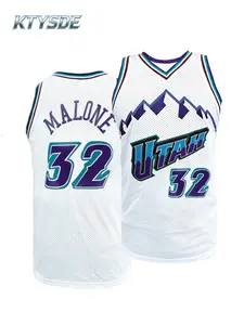 KTYSDE Men's Utah #32 Karl Malone Basketball Jersey, Vintage Retro Gradient Mesh Embroidered Breathable Sleeveless Sports Tank Top, Classic Fan Edition Basketball Uniform for Training, Game, Daily Wear, Collection & Gift