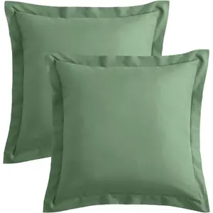 Set of 2 Microfiber Throw Pillow Covers 18 x 18 Inches, Green Square Pillow Shams, Super Soft and Wrinkle Resistant Decorative Pillowcases with Zipper Closure